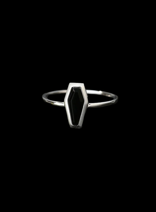 Ring Coffin Agate Sterling New