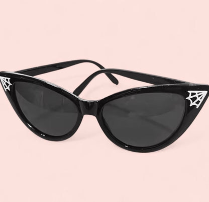 Sunglasses Cateye Spiderwebs Accents Retro