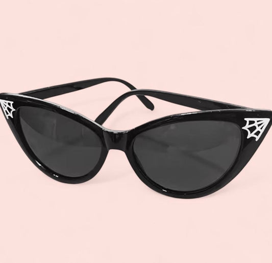 Sunglasses Cateye Spiderwebs Accents Retro