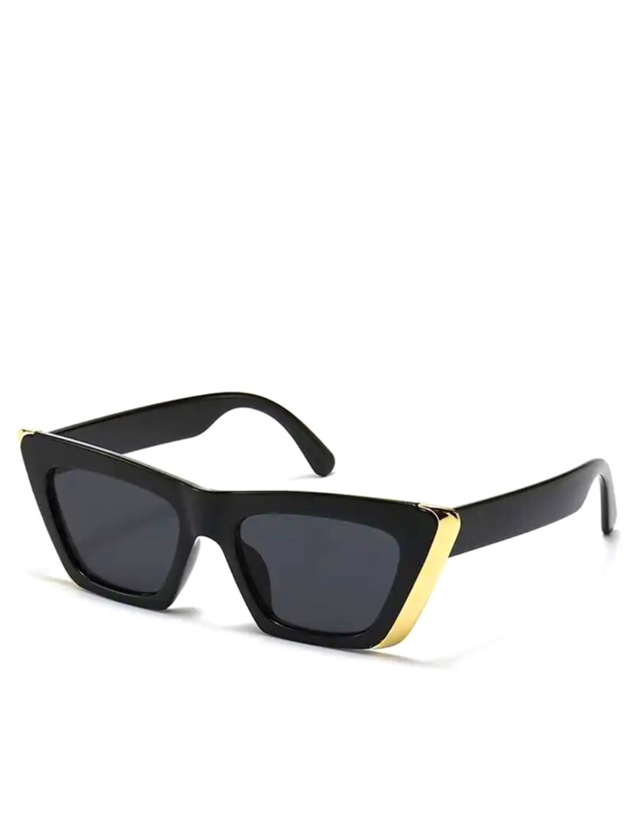 Sunglasses Square Cateye Retro Gold Trim