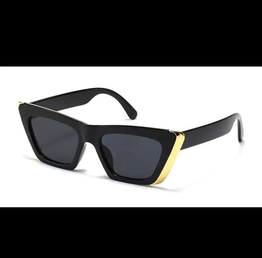 Sunglasses Square Cateye Retro Gold Trim