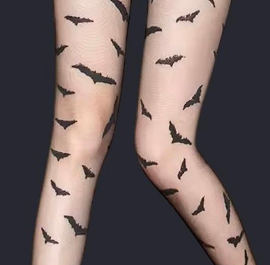 Stockings Bat Print Sheer Black New Halloween Festival