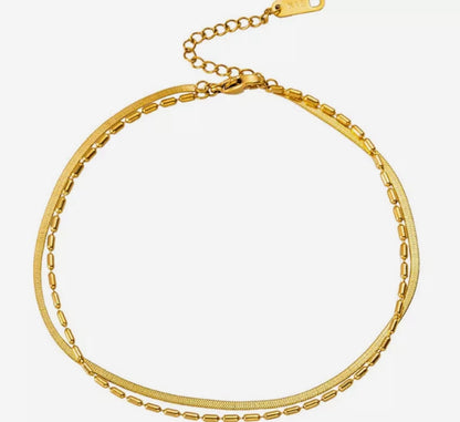 Ankle Bracelet Double Chain Snake Bubble Anklet