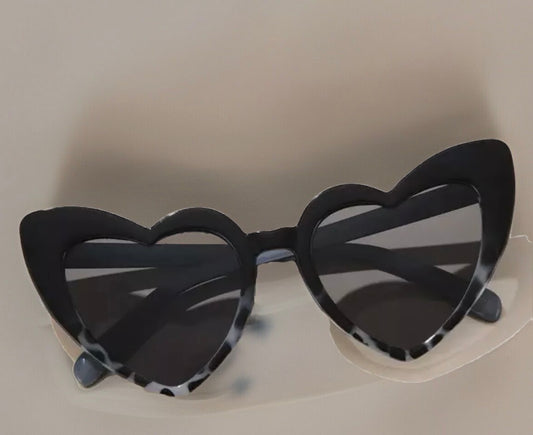 Sunglasses Retro Heart Shape Cateye Snow Leopard