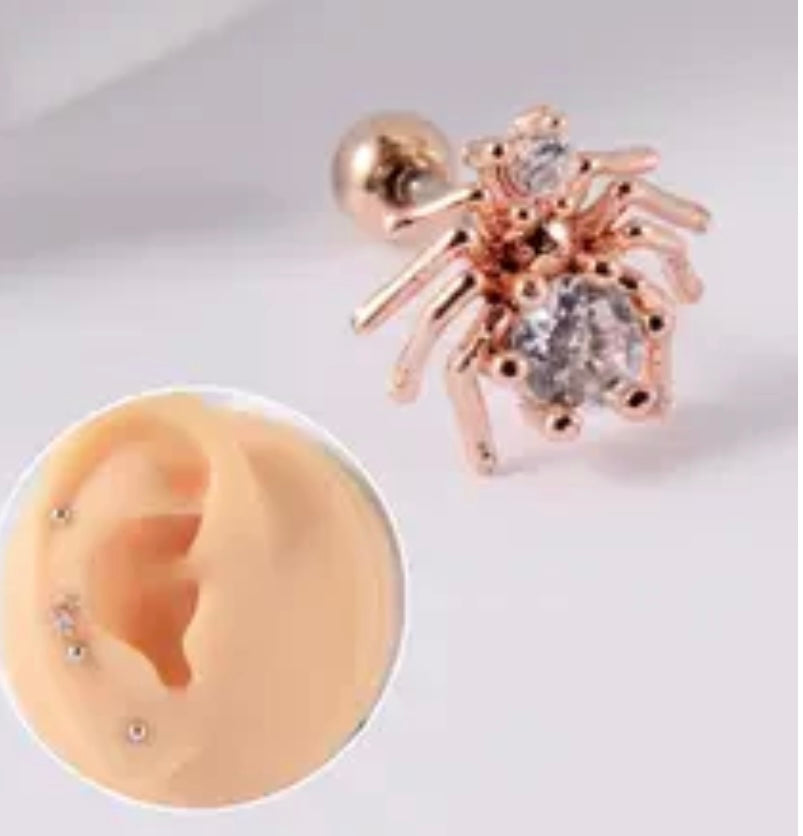 Earrings Spider Bling Barbell