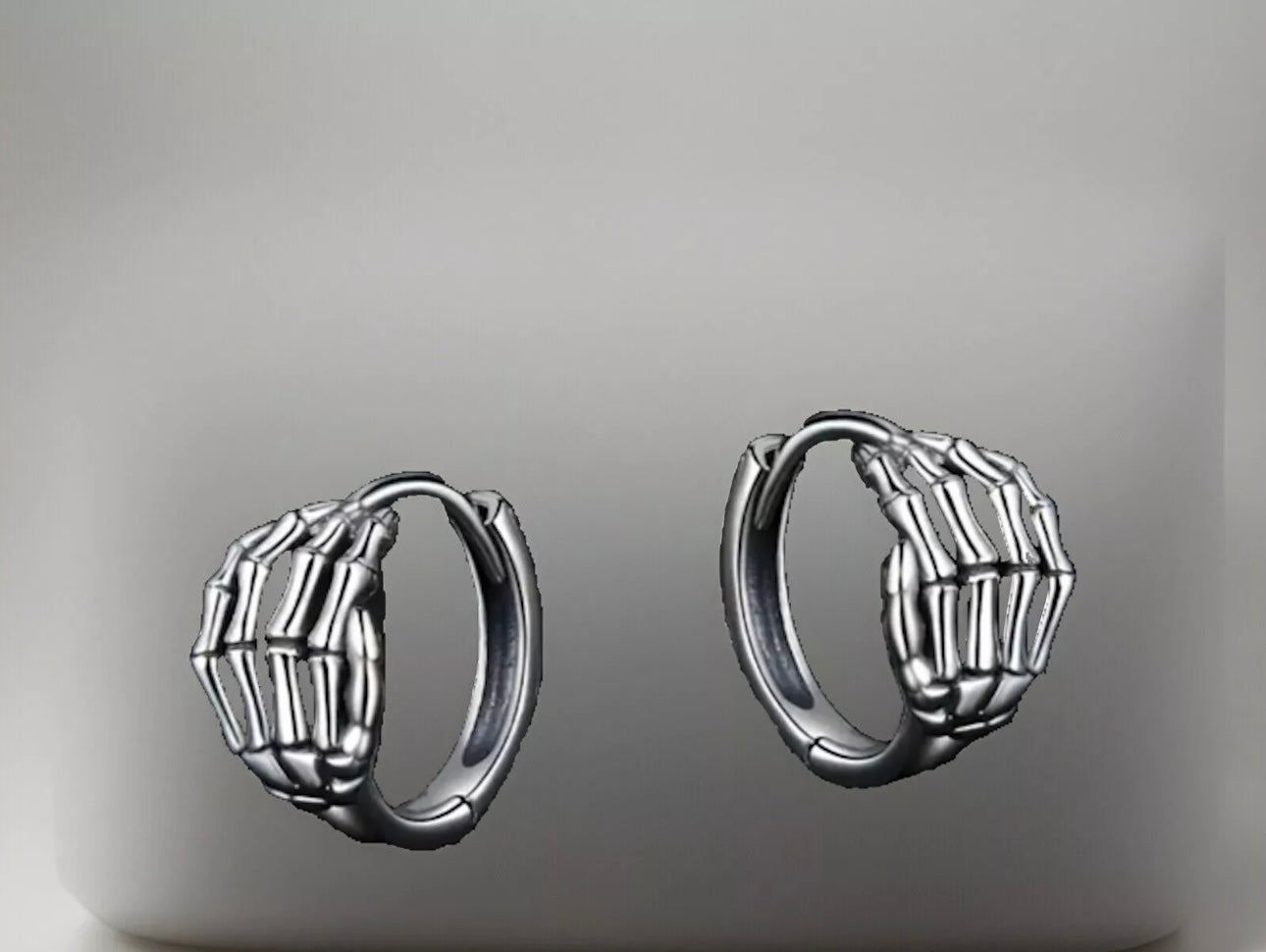 Earrings Hoop Skeleton Hand Clicker