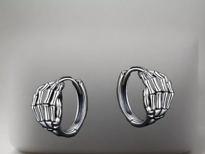 Earrings Hoop Skeleton Hand Clicker