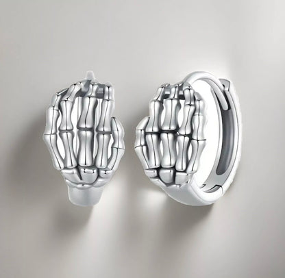 Earrings Hoop Skeleton Hand Clicker