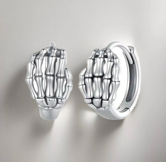 Earrings Hoop Skeleton Hand Clicker