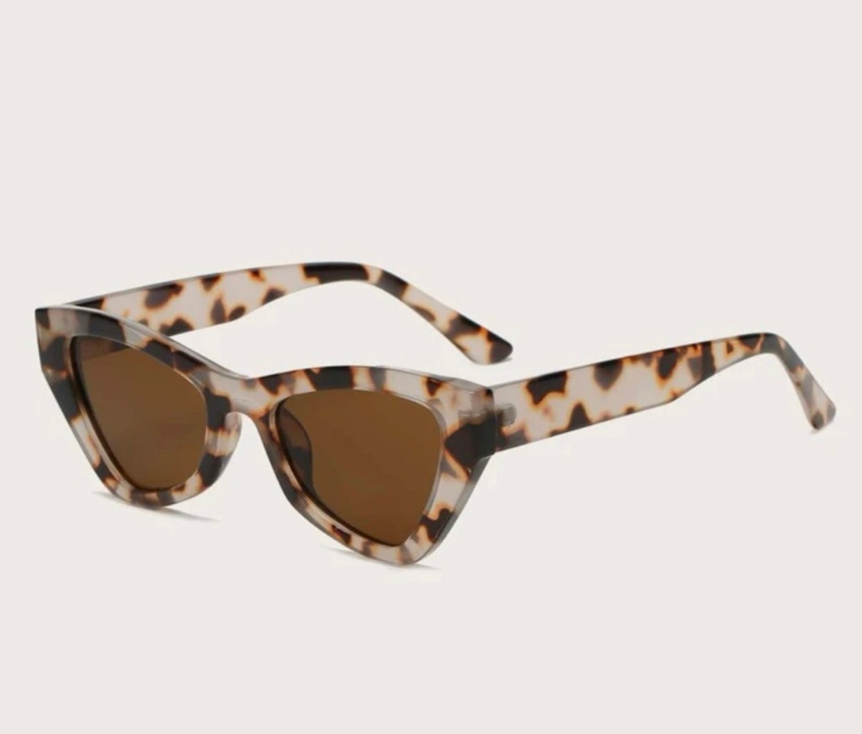 Retro Triangle Snow Leopard Cateye Sunglasses