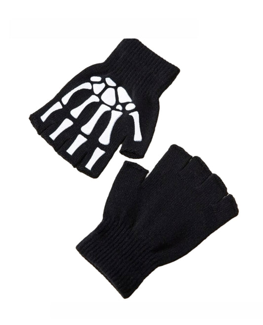 Fingerless Skeleton Bones Gloves