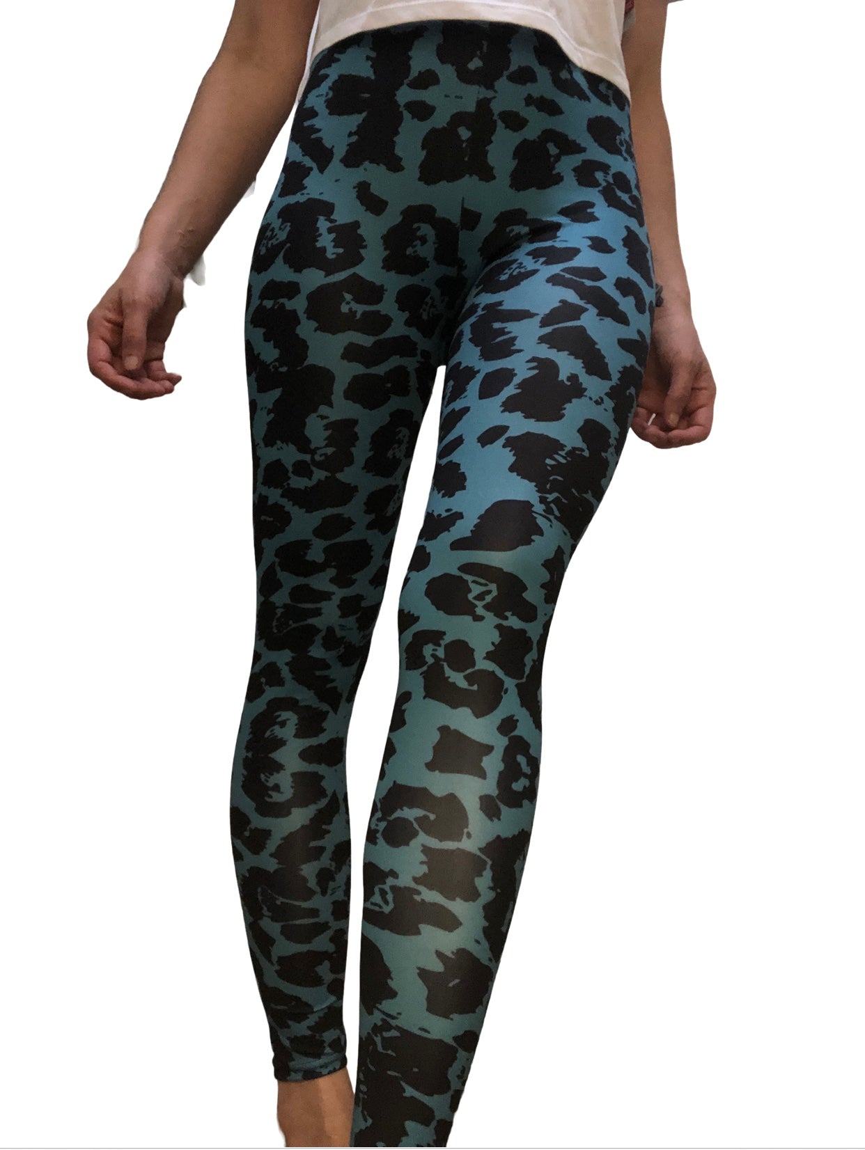 Teal Green Leopard Print Leggings