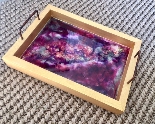 Resin Geode Wood Serving Decor Tray