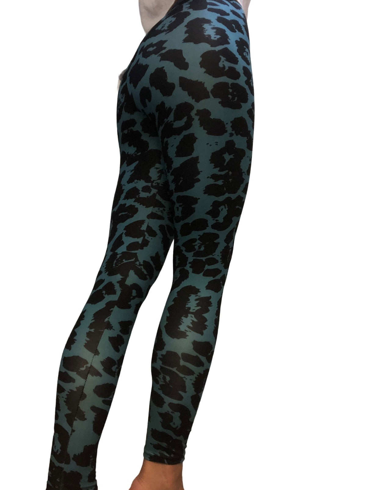 Teal Green Leopard Print Leggings