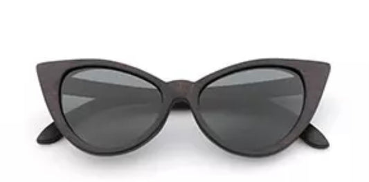 Dark Wood Polarized Cateye Retro Sunglasses