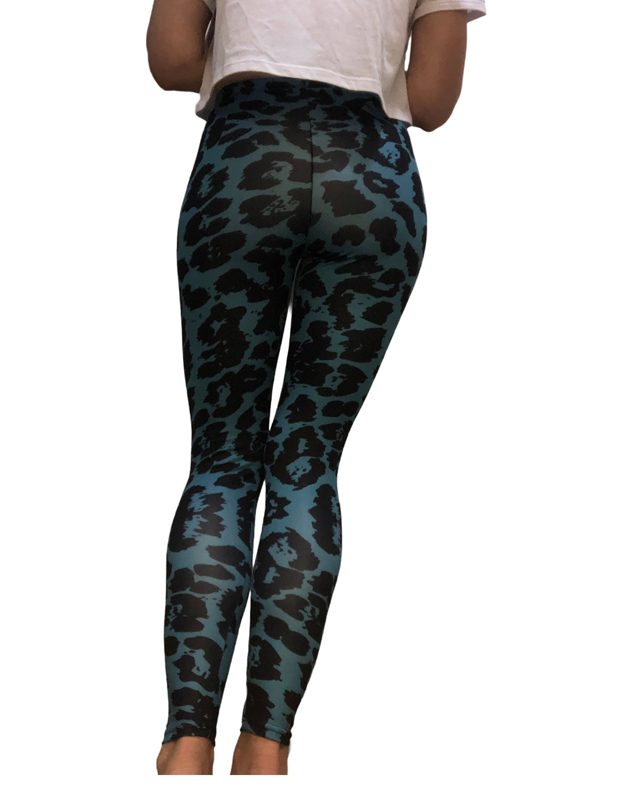 Teal Green Leopard Print Leggings